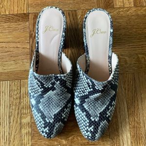J. Crew snakeskin mules